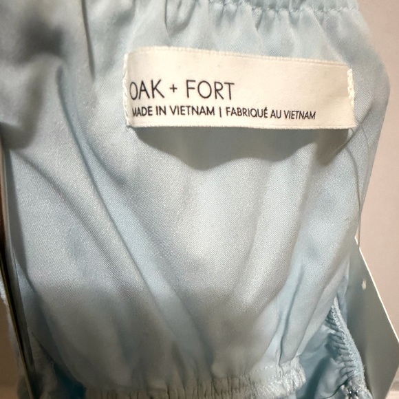 Oak + Fort Light Blue Midi Dress NWT | Tie Strap Button Front Sundress S - Picture 4 of 7